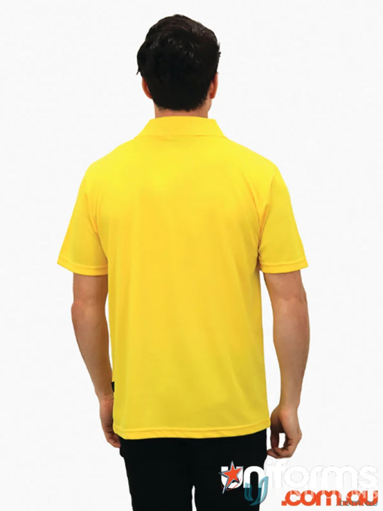 Yellow Planett Polo shirt with cooldry moisture management tech for all-day comfort