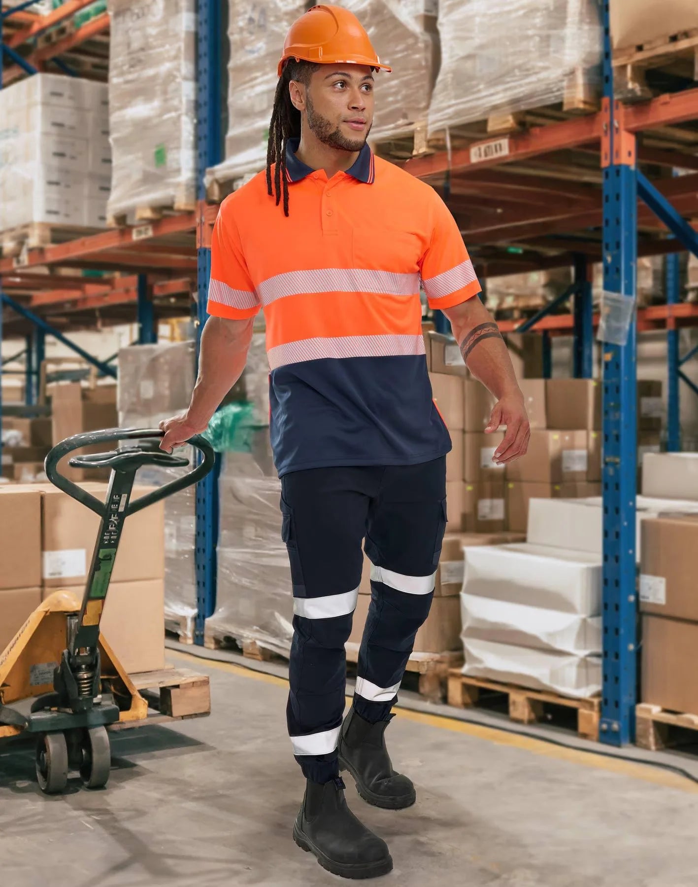 PLANETT Taped Cotton Stretch Cuffed Work Pants