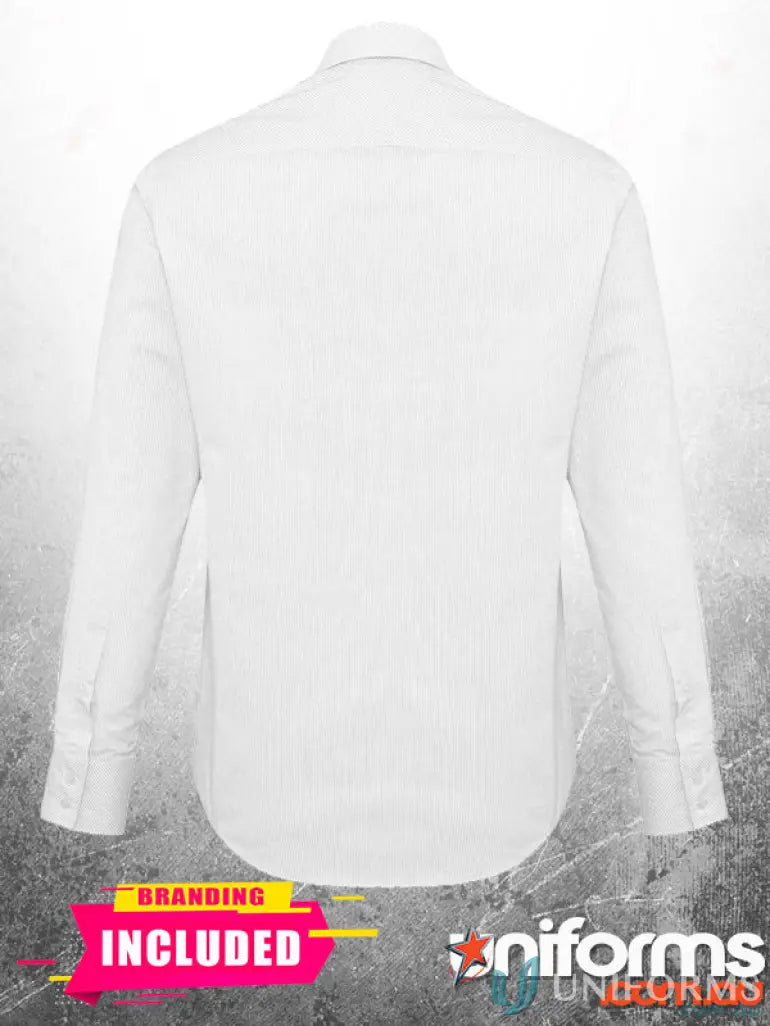 White Long-Sleeved Dress Shirt from Plumbers Choice EMB ideal fit work shirt for work uniforms