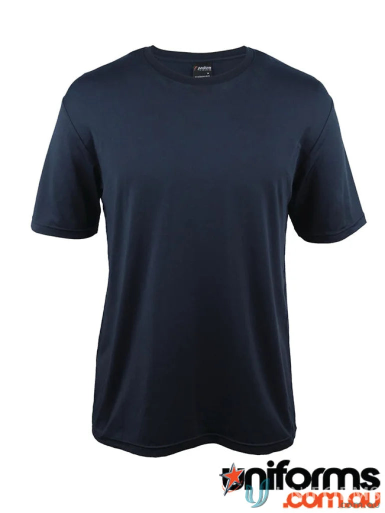 Navy blue Podium Stretch Tee made with Podium Cool™ moisture-wicking fabric for comfort