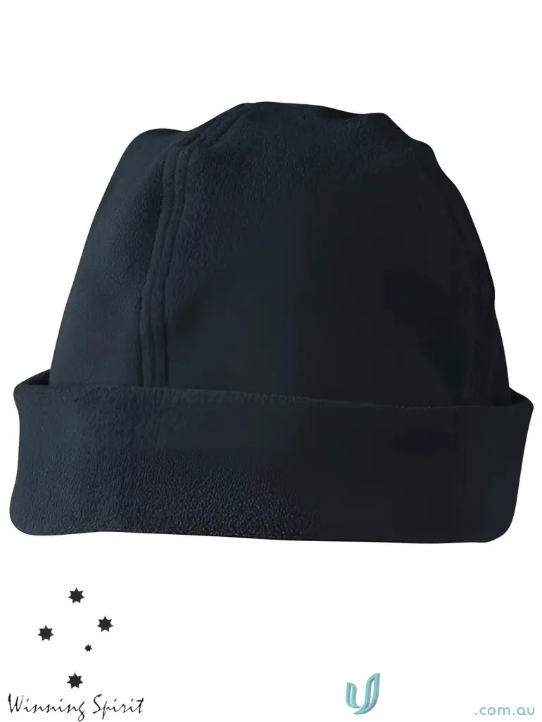 Dark blue Winning Spirit Polar Fleece Beanie made from high-quality polar fleece for warmth