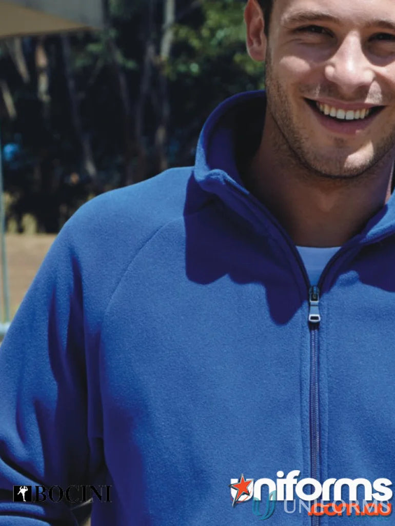 Blue polar fleece zip through jacket for unisex adults, cozy and stylish