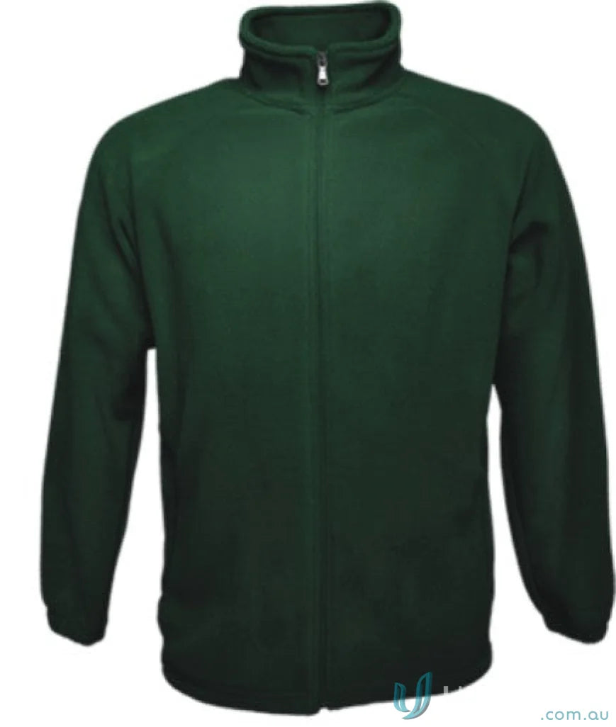 Dark green polar fleece zip jacket for unisex adults in the Polar Fleece Zip collection