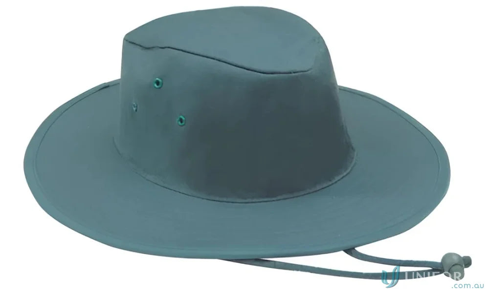 Teal sun hat with chin strap from Poly Cotton Slouch Hat ideal for uniforms or workwear