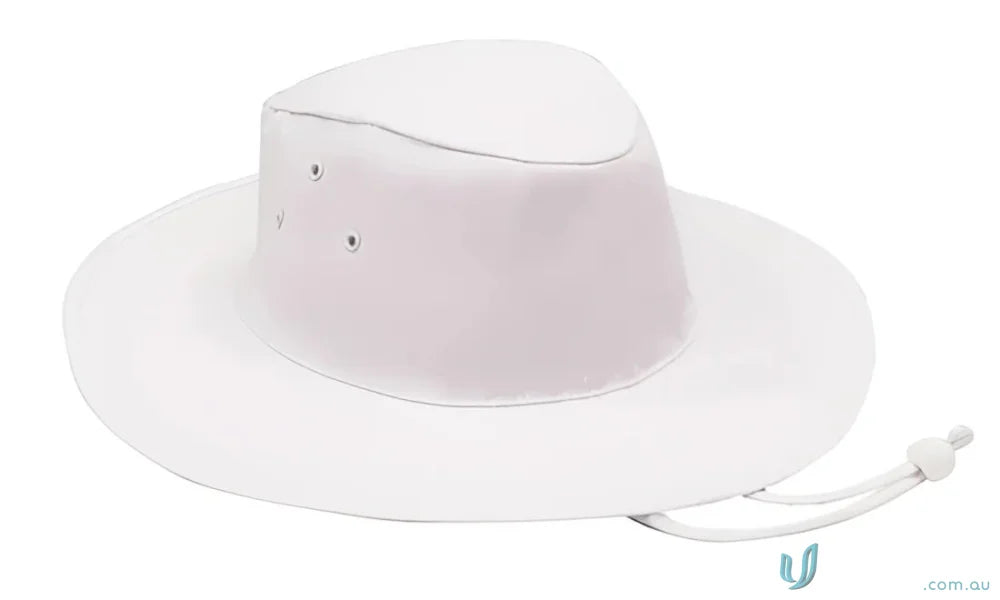 White wide-brimmed sun hat from Poly Cotton Slouch Hat perfect for uniforms or workwear