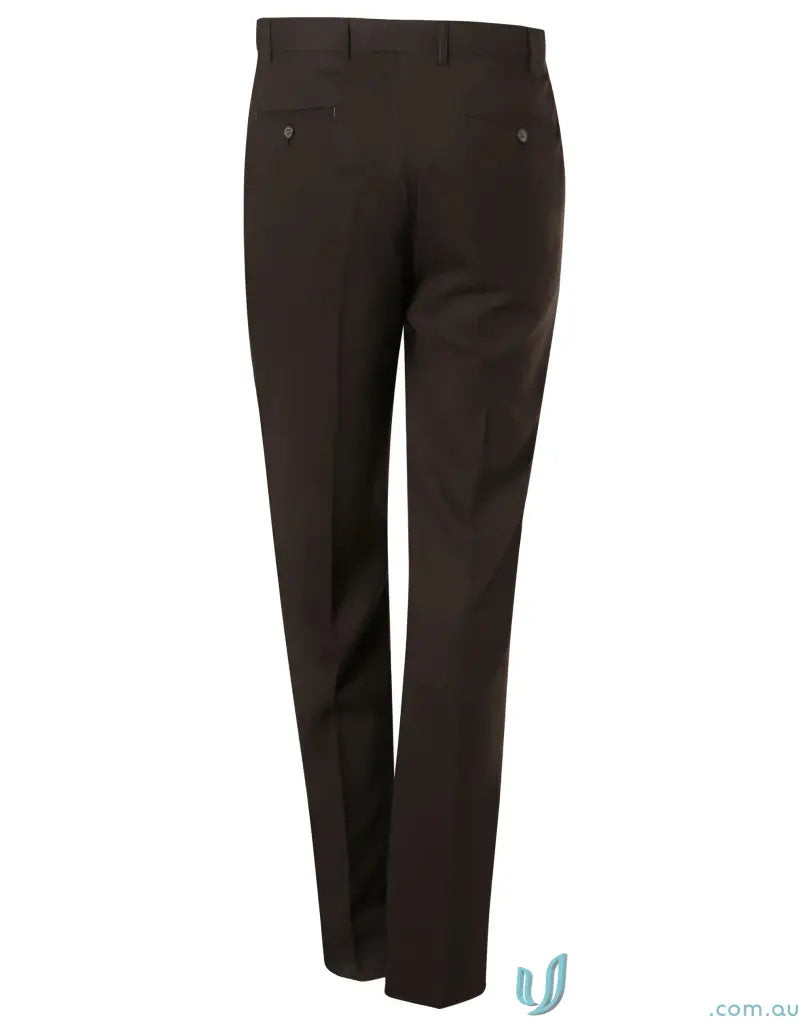 Brown PolyViscose Stretch Pants with flexi waist for uniforms and workwear comfort