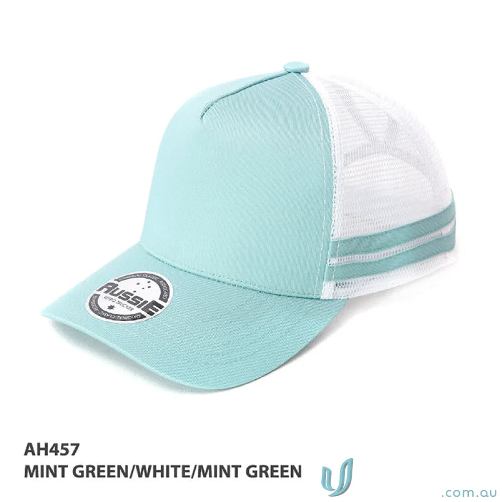 Mint green and white trucker hat perfect for work uniforms or casual uniforms