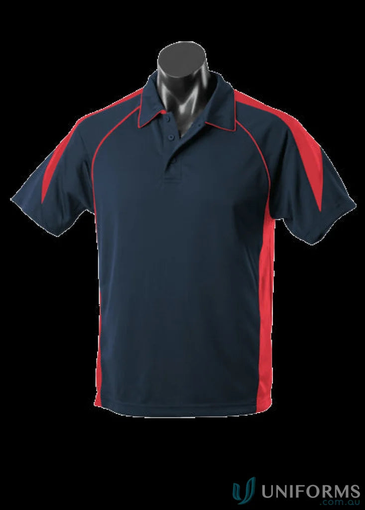 Navy and red Premier Polo shirt made from comfy fabric, perfect for uniforms or workwear