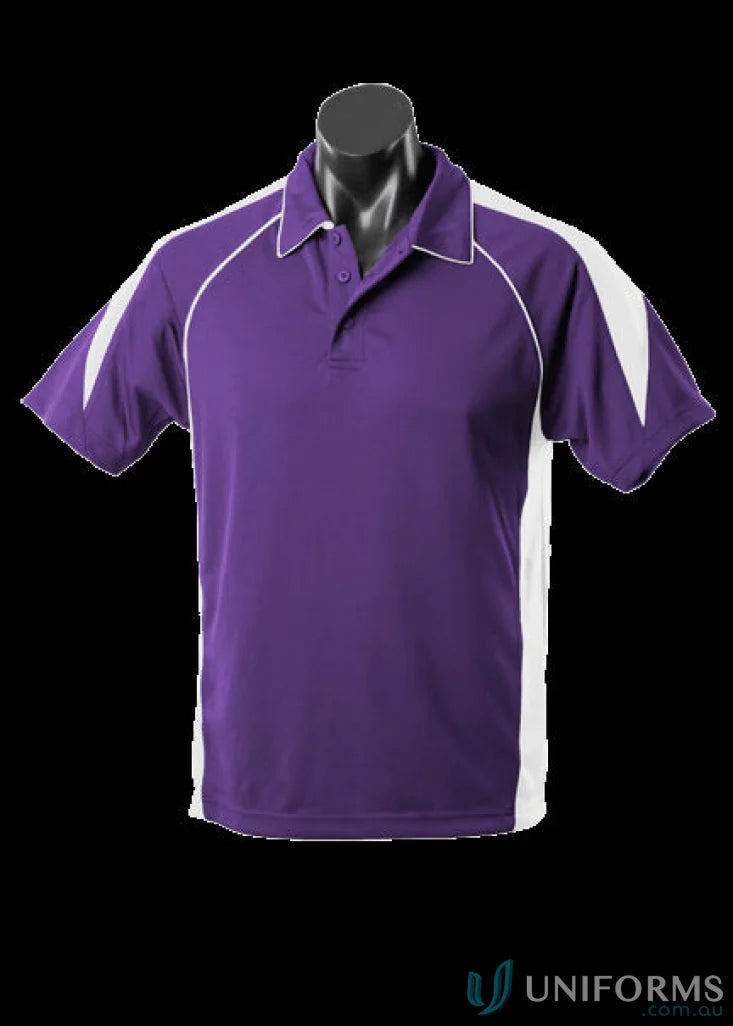 Purple and white fabric polo shirt from Premier Polo, perfect for uniforms or workwear