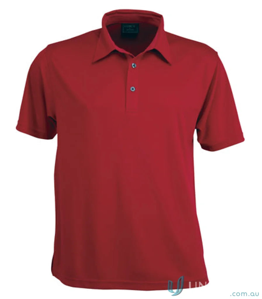 Red short-sleeved polo shirt from Premium Argent Polo with stylish features perfect for uniforms or workwear