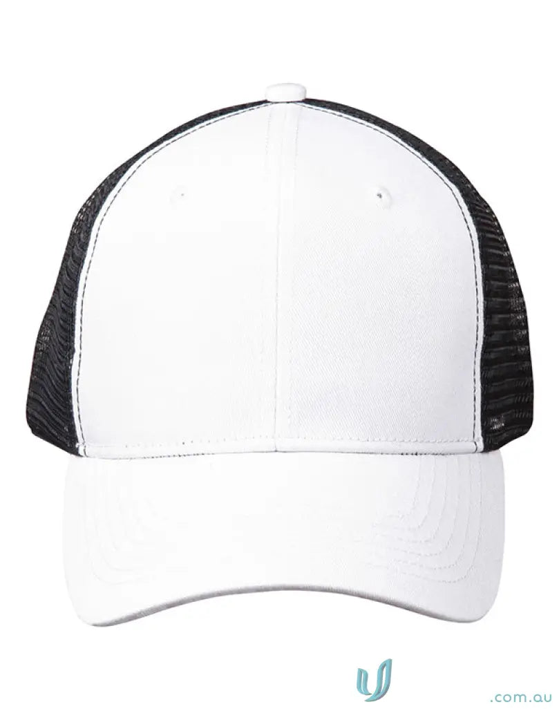 White and black cotton trucker cap from Winning Spirit Premium, style meets comfort