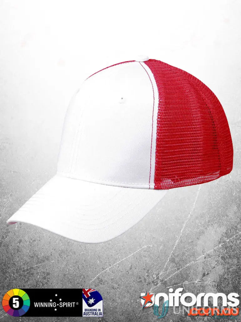 White and red cotton trucker cap from Winning Spirit Premium Ch89 Premium Cotton collection