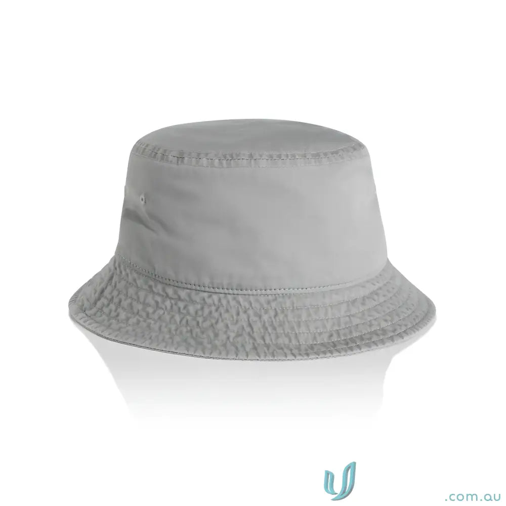 Plain light gray cotton bucket hat with textured brim and reinforced brim for style