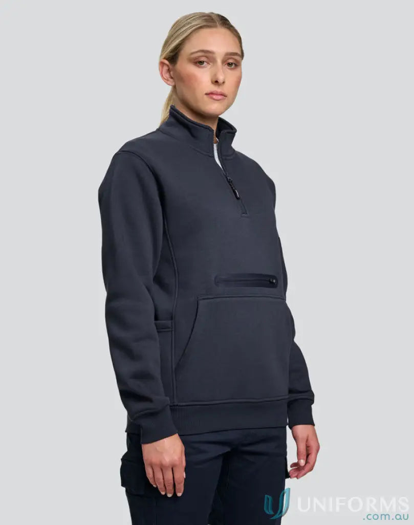 Navy blue premium fleece half zip sweatshirt perfect for handle tough jobs