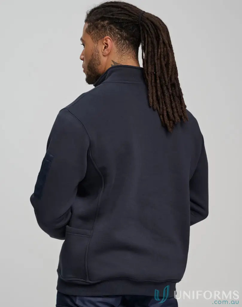 Navy blue premium fleece half zip jacket for handling tough jobs in style