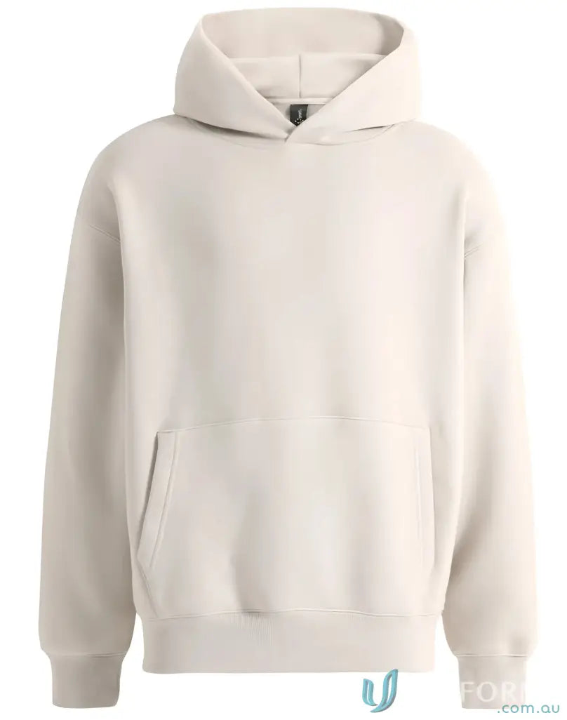 Beige oversized fleece hoodie made from recycled polyester premium fleece CVC fabric