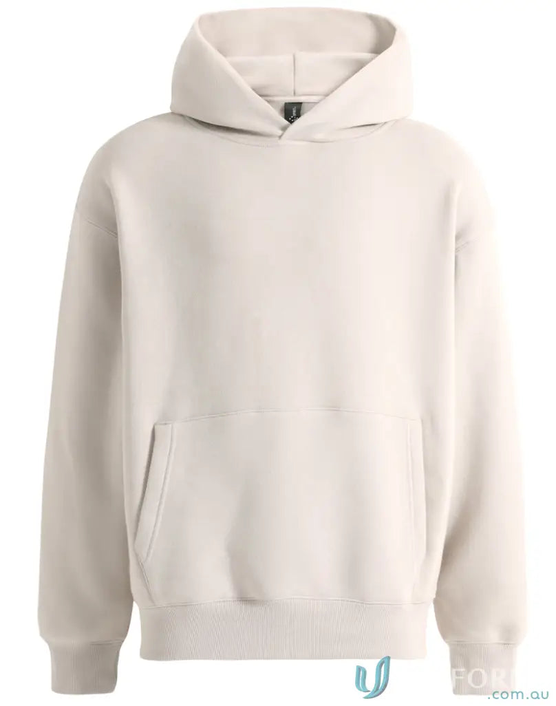 Beige oversized fleece hoodie with hood, comfy and perfect for casual wear