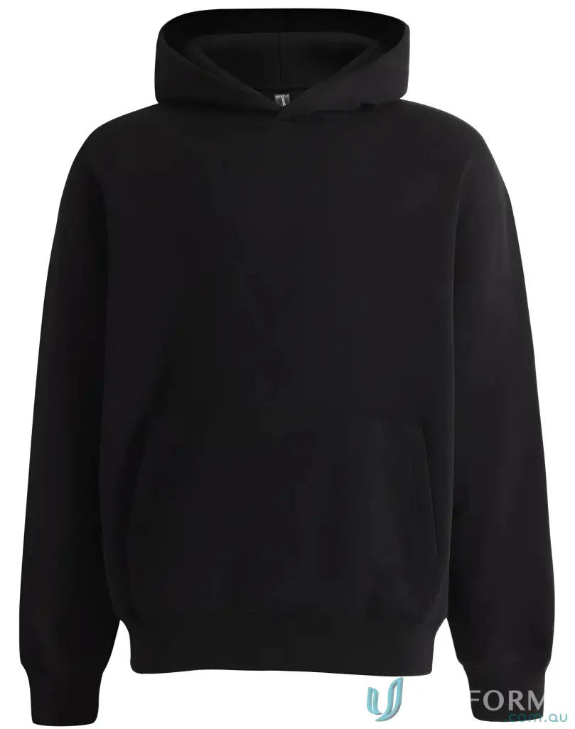Black hooded fleece hoodie CVC, recycled polyester premium fleece oversized hoodie