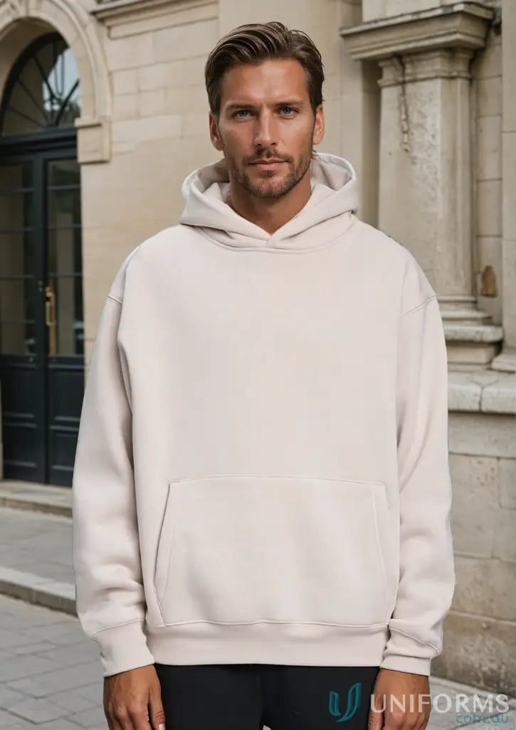 Beige oversized fleece hoodie from Premium Fleece Oversized Hoodie collection
