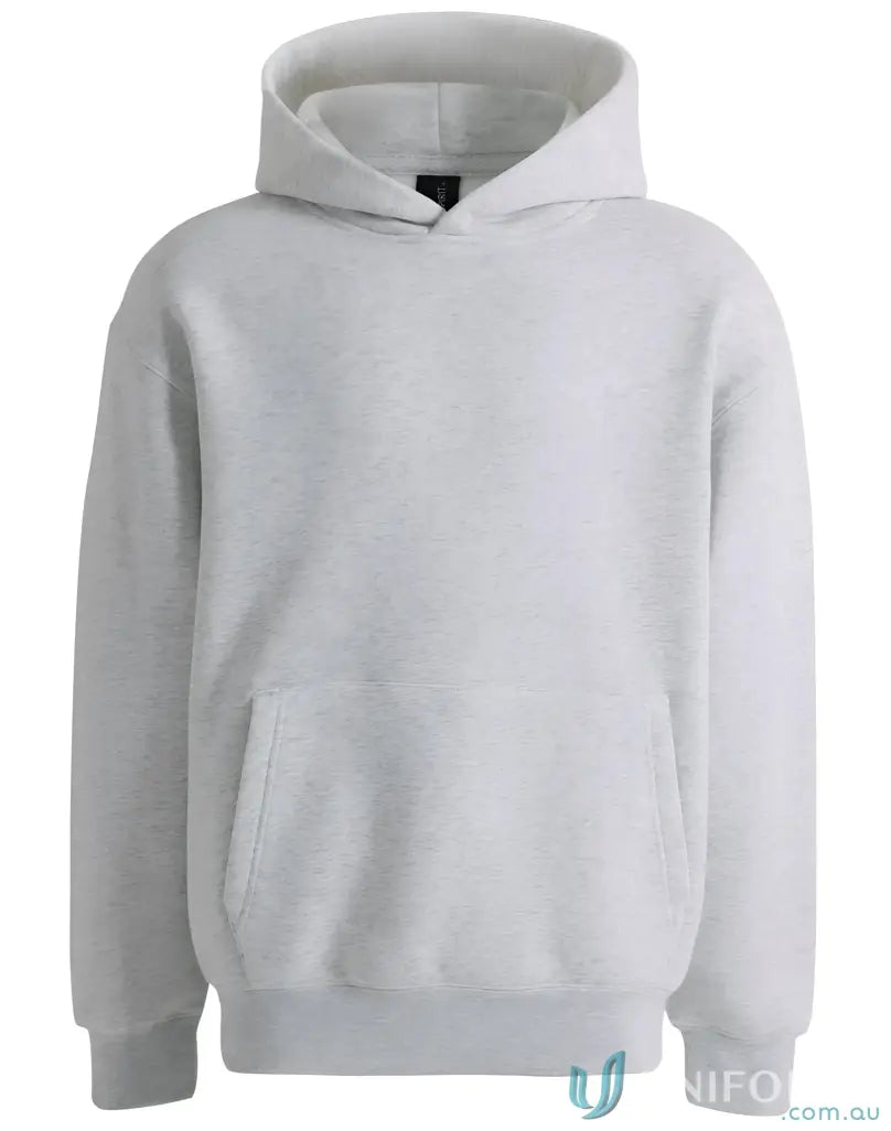 Gray fleece hoodie CVC made from recycled polyester premium fleece, oversized fleece hoodie style