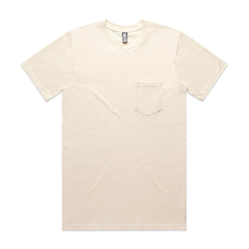 Cream pocket t-shirt with a crew neck and short sleeves.