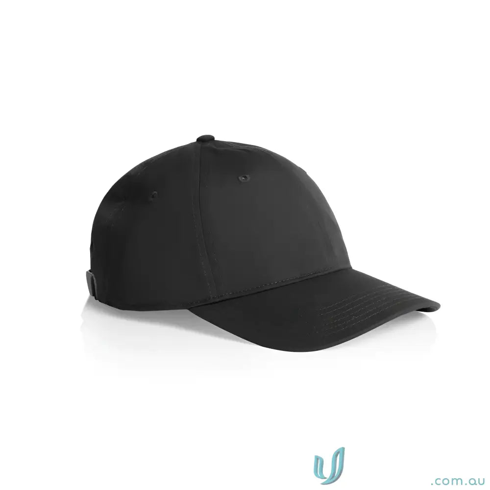Black baseball cap with curved brim and adjustable metal clasp for a perfect fit