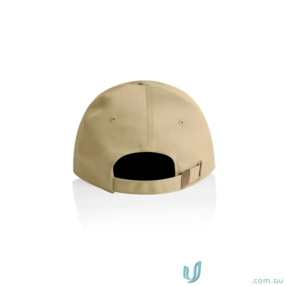 Tan cotton cap with adjustable metal clasp and strap for a perfect fit