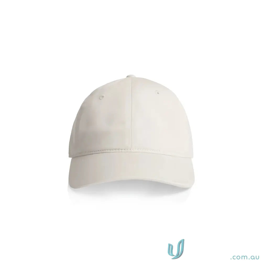 Plain light-colored baseball cap with curved brim and adjustable metal clasp