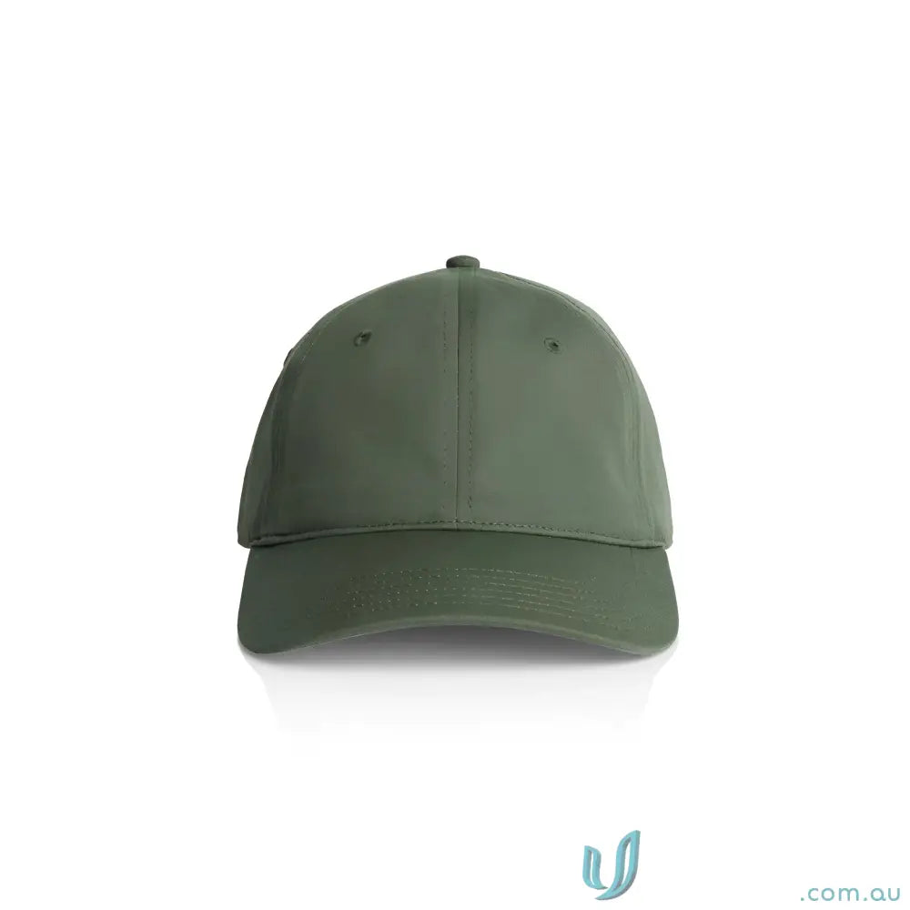 Plain olive green baseball cap with curved brim and adjustable metal clasp