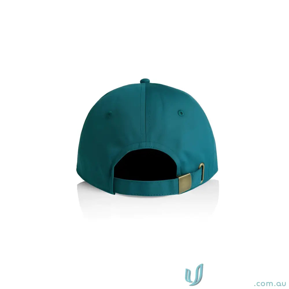 Teal Cotton Cap with Adjustable Metal Clasp and Low-Profile Six-Panel Design