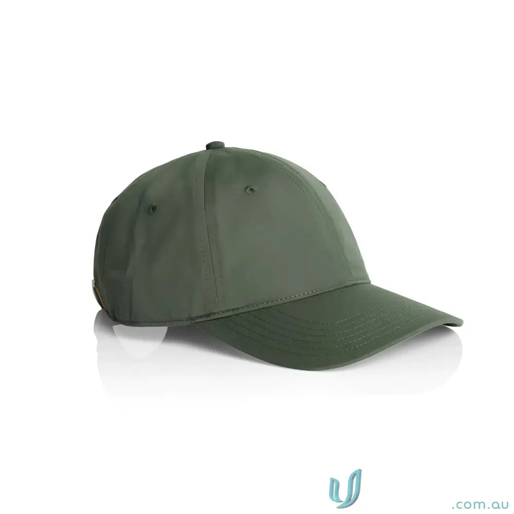 Olive-green baseball cap with curved brim and adjustable metal clasp for a perfect fit