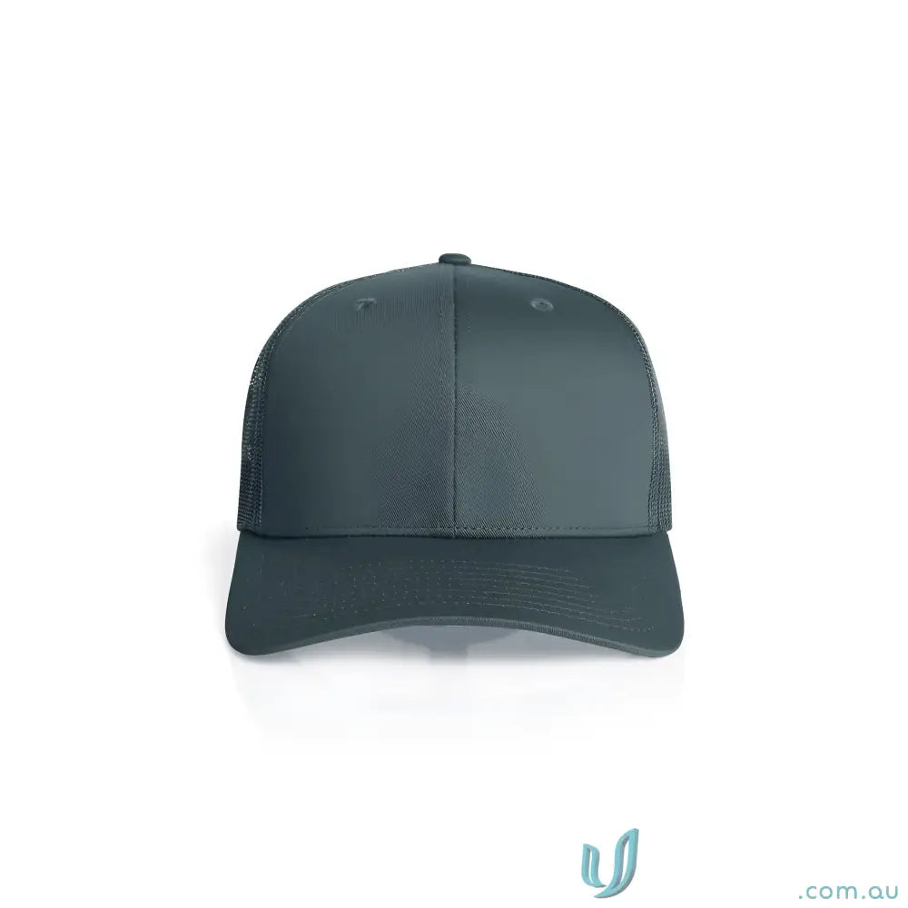 Premium mesh trucker cap made of recycled polyester with a shallow curved brim