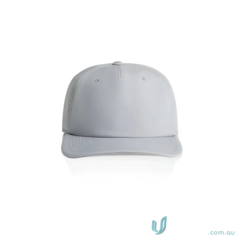Plain light grey mid profile baseball cap with fleece lining and recycled polyester fabric