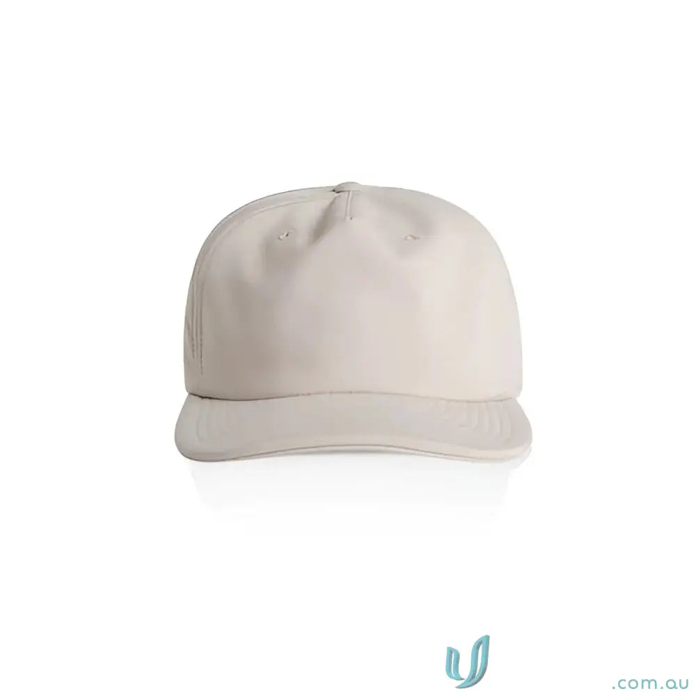 Plain light-colored mid profile baseball cap with fleece lining and recycled polyester fabric