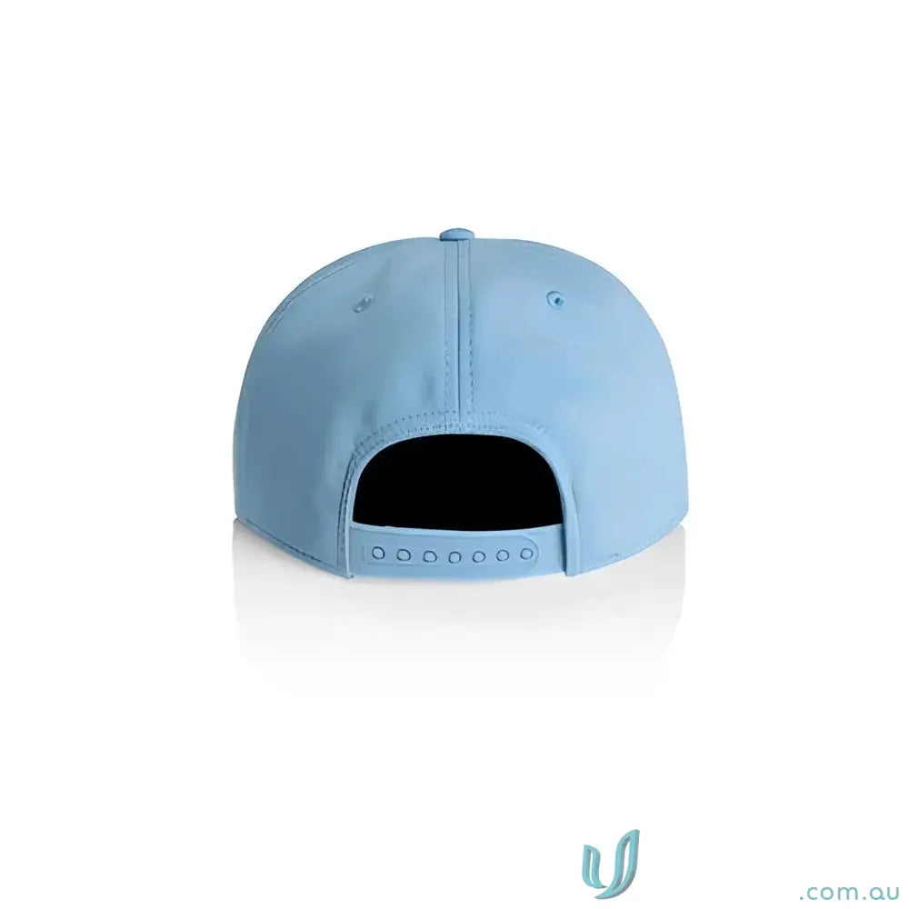 Light blue recycled polyester mid-profile cap with fleece lining and adjustable snapback