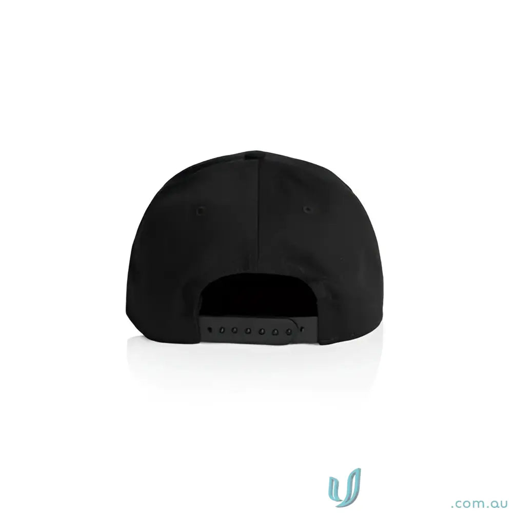 Black snapback cap with curved peak and tonal under-peak lining for style