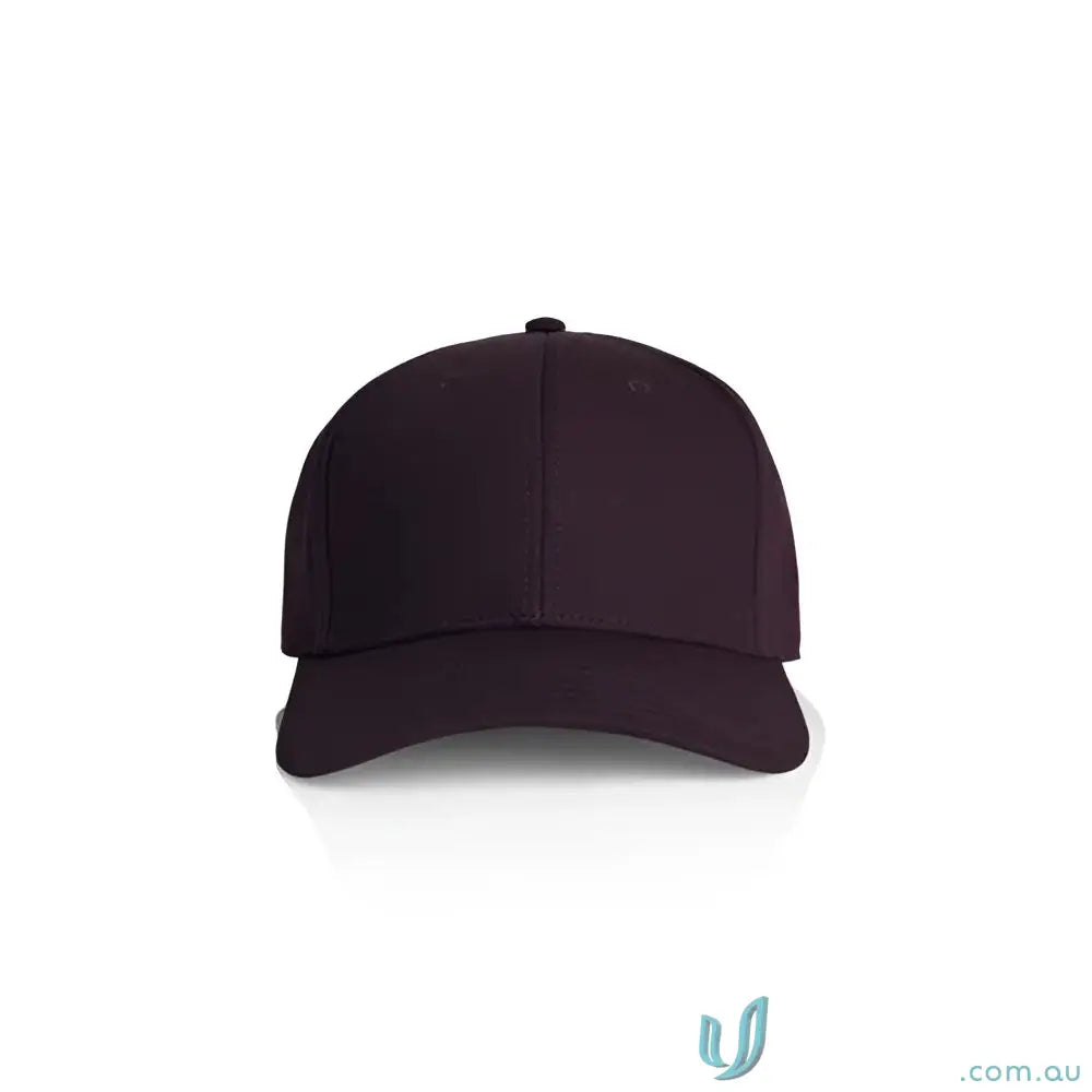 Dark purple snapback cap with curved peak and tonal under-peak lining