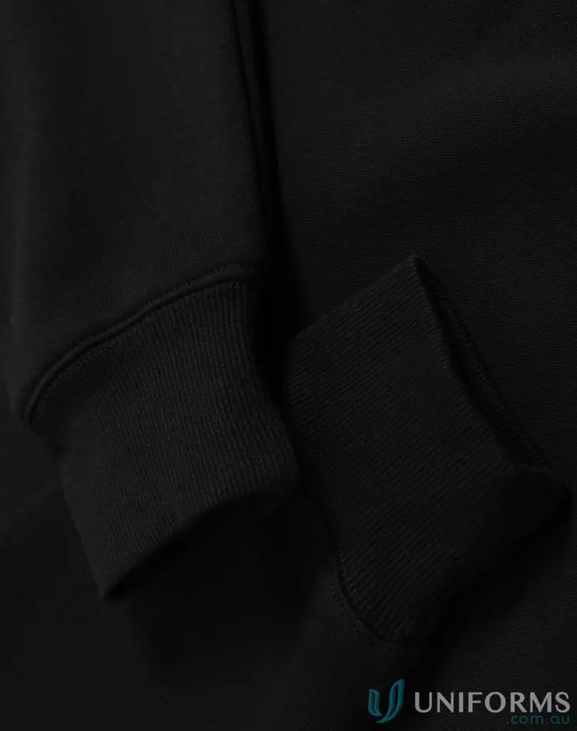 Black sweatshirt sleeve from the premium oversized black daily essential hoodie