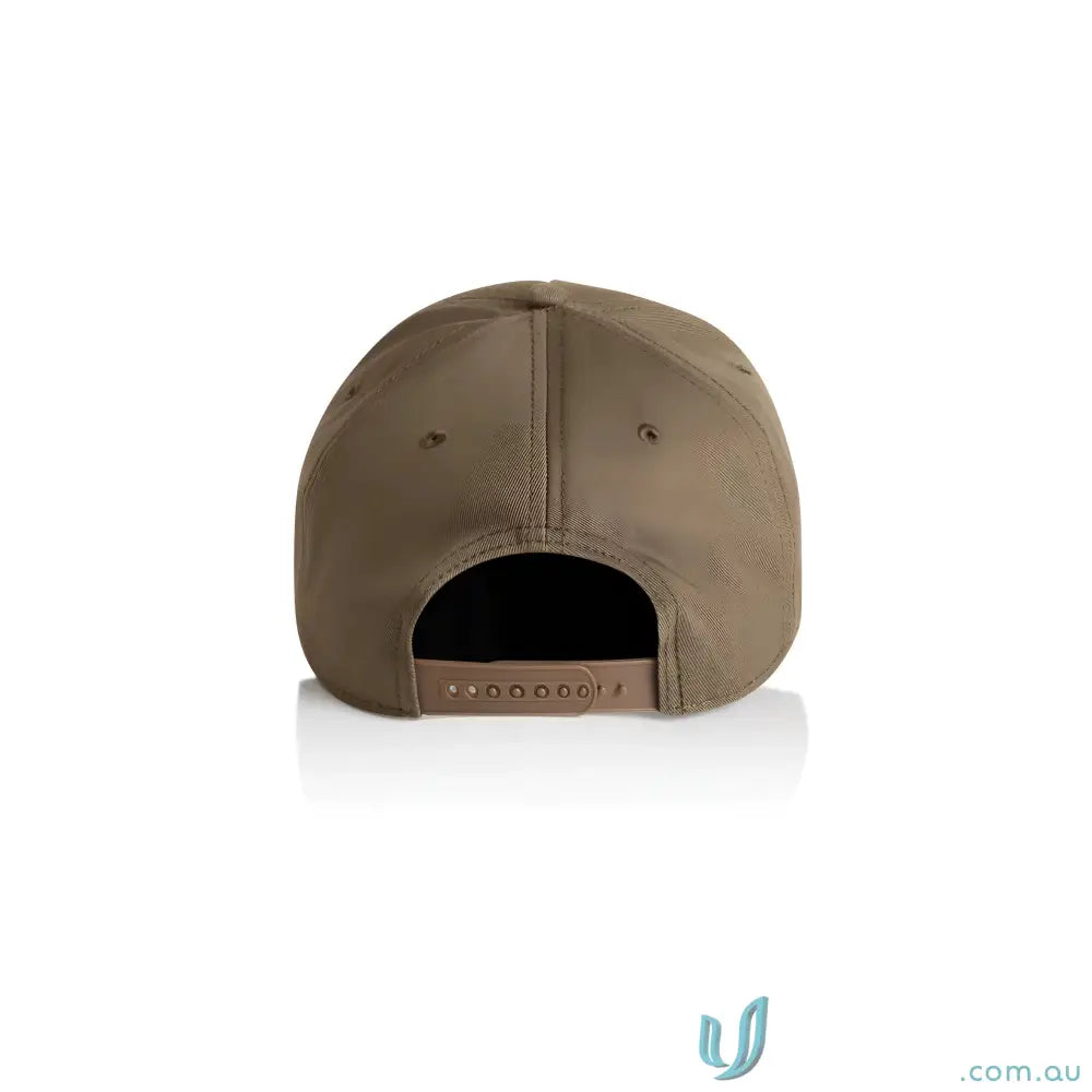 Plain brown Premium Quality AS Colour Frame Cap with curved peak and plastic snapback