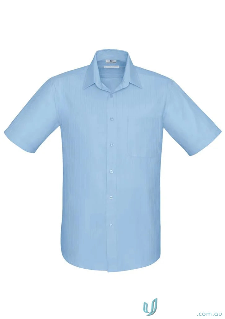 Light blue Preston SS Shirt with modern narrow collar from s312ms Biz Collection on clearance