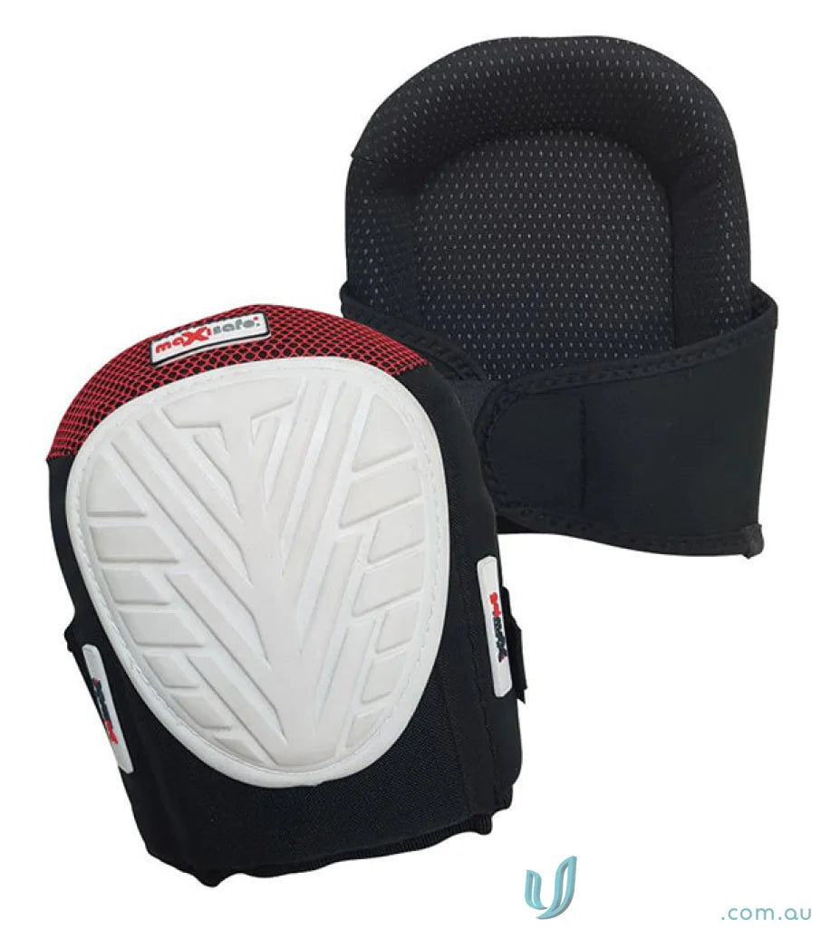 Pair of black and red knee pads from Professional Gel Knee Pad for workwear comfort