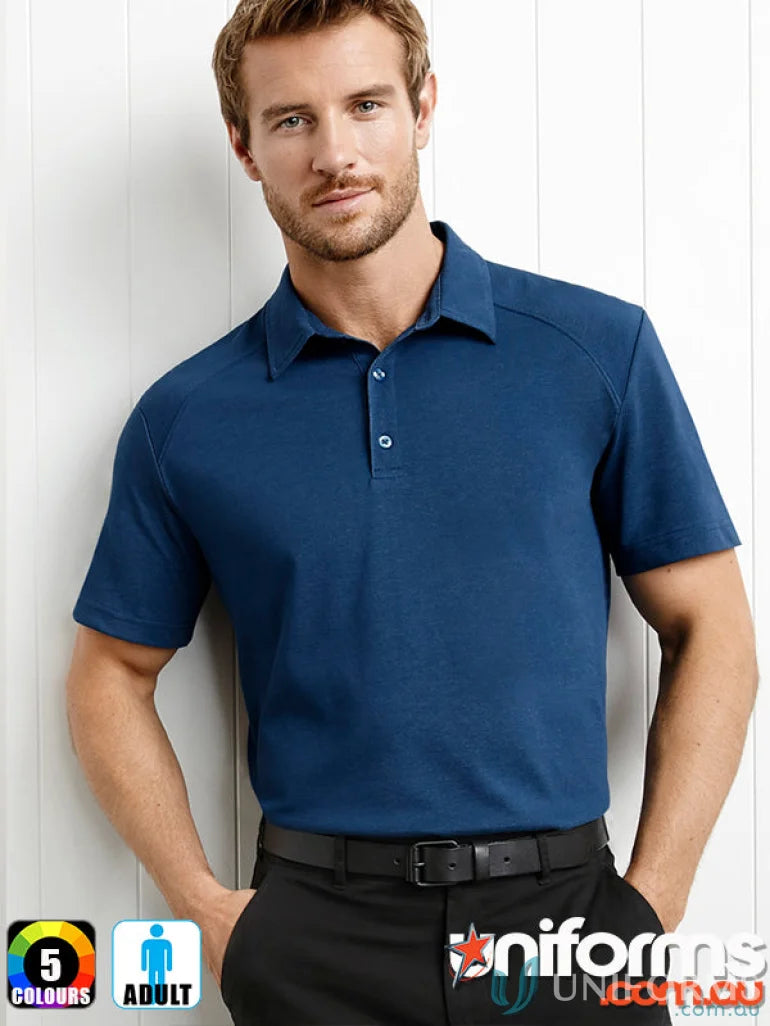 Blue short-sleeved polo shirt from Pronto EMB Mens Profile Polo, perfect for mens style