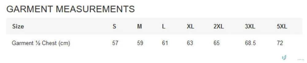 Garment size chart for Pronto EMB Mens Soft Shell Jacket made with bonded polyester fabric