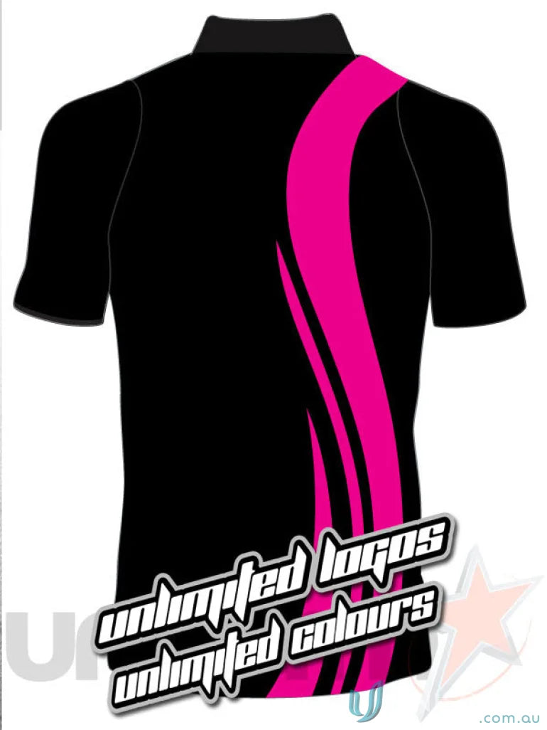Black and pink polo shirt from PS120 Custom Polo with custom tailored sublimation design