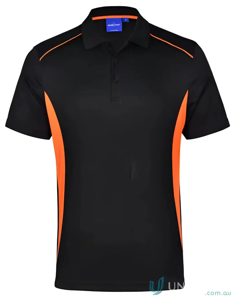Black and orange breathable mesh Winning Spirit Pursuit Polo shirt for stylish comfort