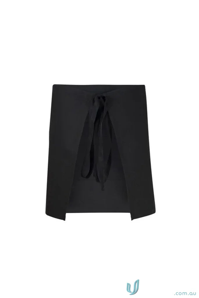 Black quarter apron with tied waist and built-in bottle opener divider for workcraft built-in bottle