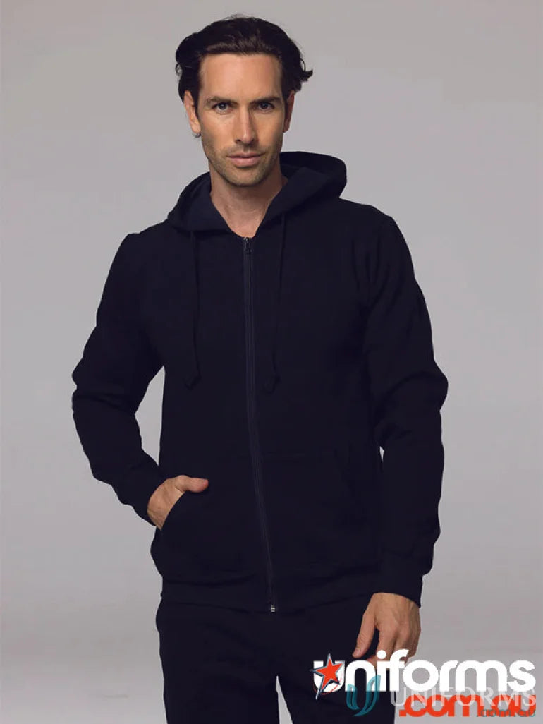 Queenscliff Zip Hoodie featuring a black zip-up hoodie with flat tie cord details
