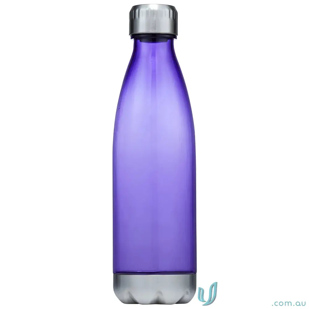 Purple Quencher 700ml plastic water bottle with silver cap and steel accents