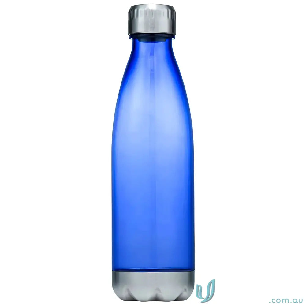 Blue Quencher 700ml Plastic Water Bottle with Silver Cap and Base for hydration