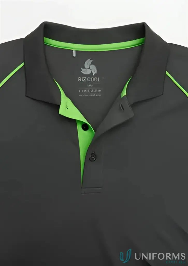 Gray and green Razor Polo from Biz Collection P405MS, stylish razorpolo shirt